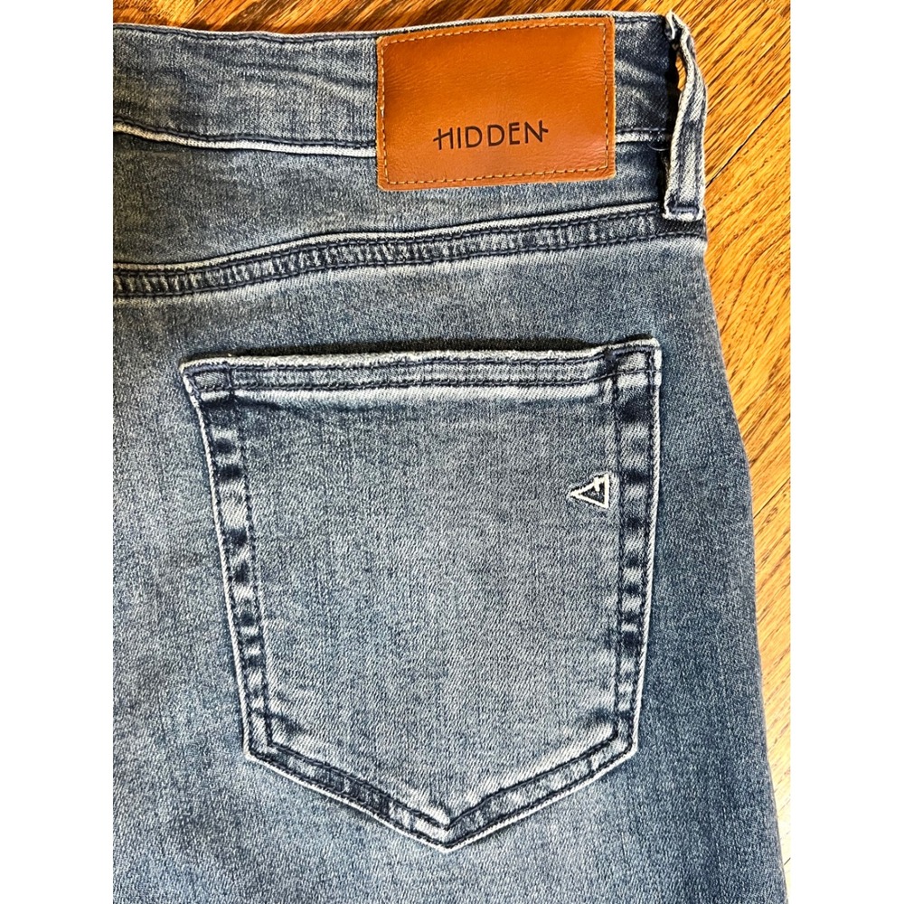 HIDDEN LOS ANGELES Women Blue Denim Flare Jeans Size 30 High Rise Raw Hem - Picture 11 of 12